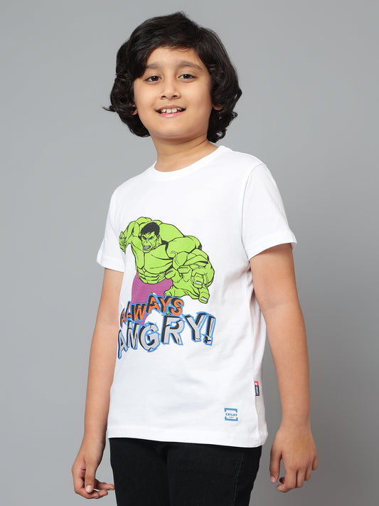 Boys Casual White Half Sleeve  T-Shirt