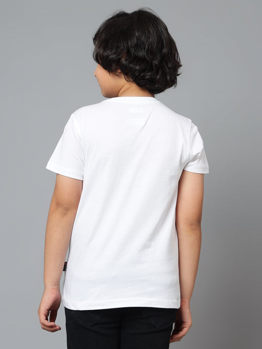 Boys Casual White Half Sleeve  T-Shirt
