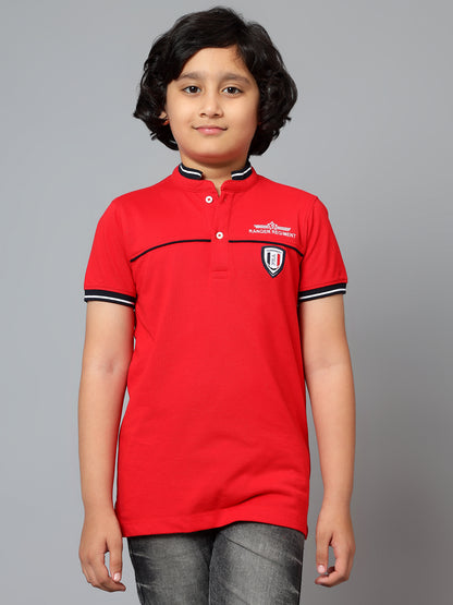 Boys Casual Red Half Sleeve  T-Shirt