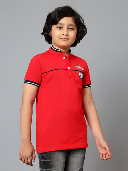 Boys Casual Red Half Sleeve  T-Shirt