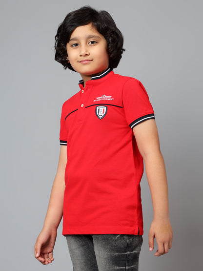 Boys Casual Red Half Sleeve  T-Shirt