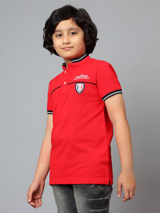 Boys Casual Red Half Sleeve  T-Shirt