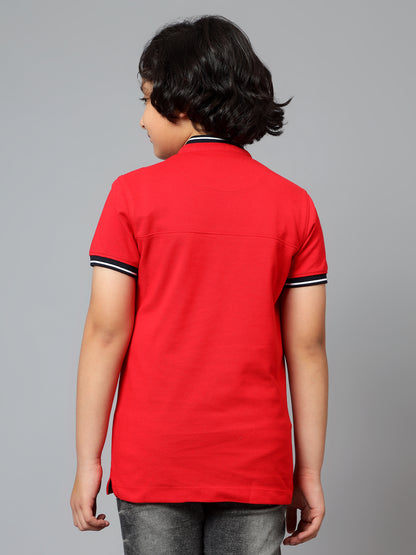 Boys Casual Red Half Sleeve  T-Shirt