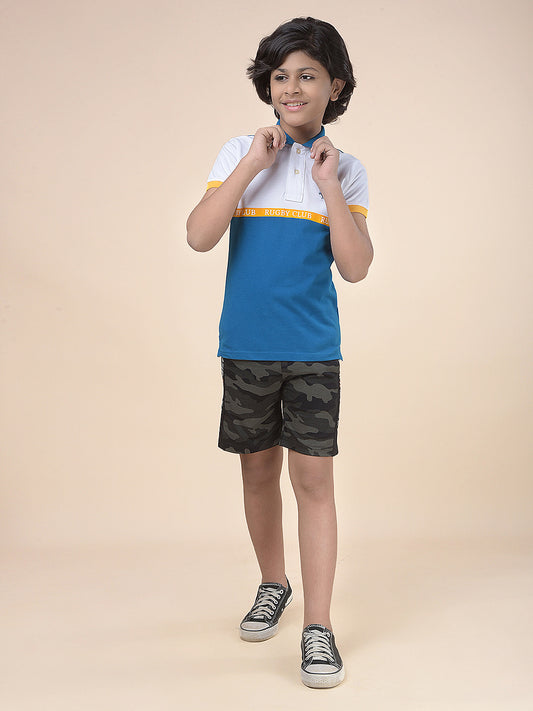 Casual T-Shirt for Boys l Breathable & Soft with Color Fastness Regular Fit Polo Neck Poly Cotton Fabric Colour Block Pattern