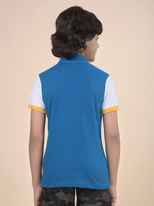 Casual T-Shirt for Boys l Breathable & Soft with Color Fastness Regular Fit Polo Neck Poly Cotton Fabric Colour Block Pattern