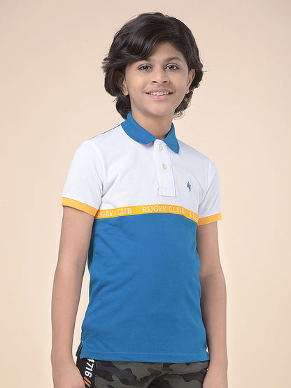 Casual T-Shirt for Boys l Breathable & Soft with Color Fastness Regular Fit Polo Neck Poly Cotton Fabric Colour Block Pattern