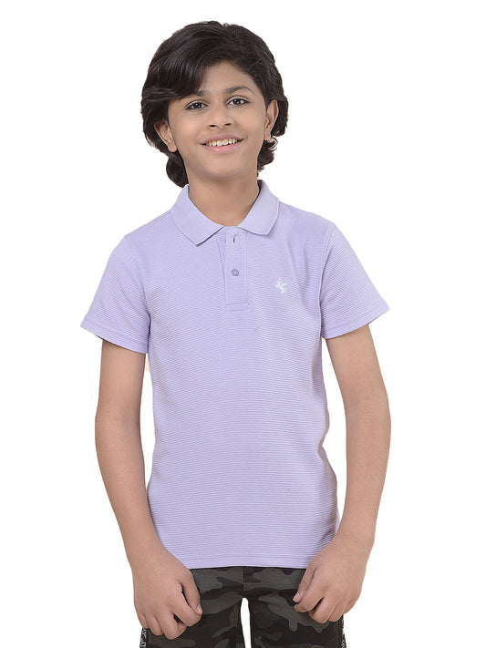 Casual T-Shirt for Boys l Breathable & Soft with Color Fastness Regular Fit Polo Neck Poly Cotton Fabric Solid Pattern