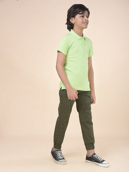 Casual T-Shirt for Boys l Breathable & Soft with Color Fastness Regular Fit Polo Neck Poly Cotton Fabric Solid Pattern