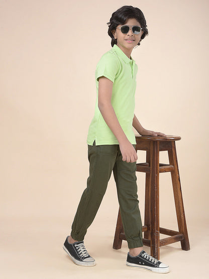 Casual T-Shirt for Boys l Breathable & Soft with Color Fastness Regular Fit Polo Neck Poly Cotton Fabric Solid Pattern