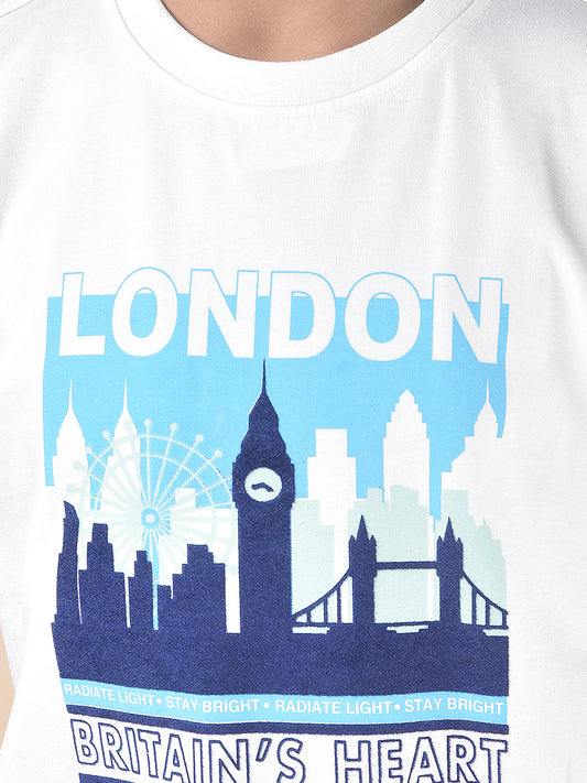 Casual T-Shirt for Boys l Breathable & Soft with Color Fastness Regular Fit Round Neck Cotton Blend Fabric Printed Pattern