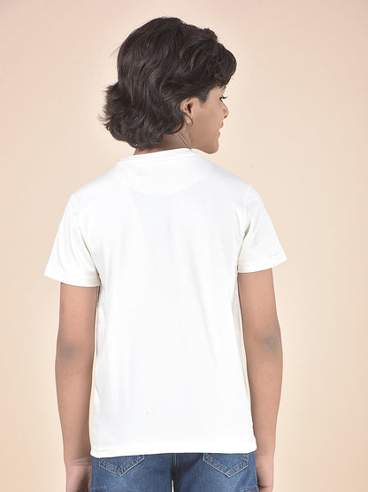 Casual T-Shirt for Boys l Breathable & Soft with Color Fastness Regular Fit Round Neck Cotton Blend Fabric Printed Pattern