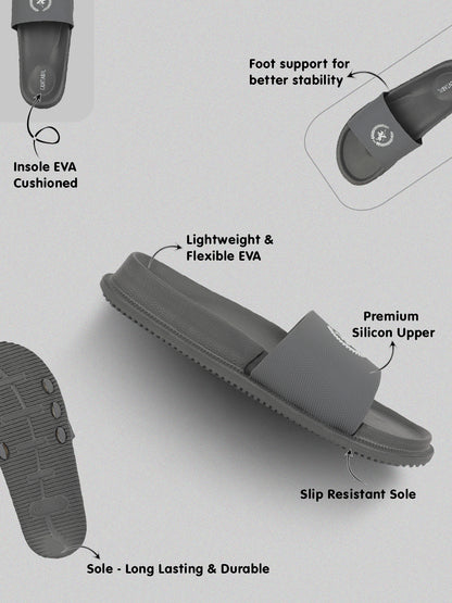 Men's Grey Solid Sliders