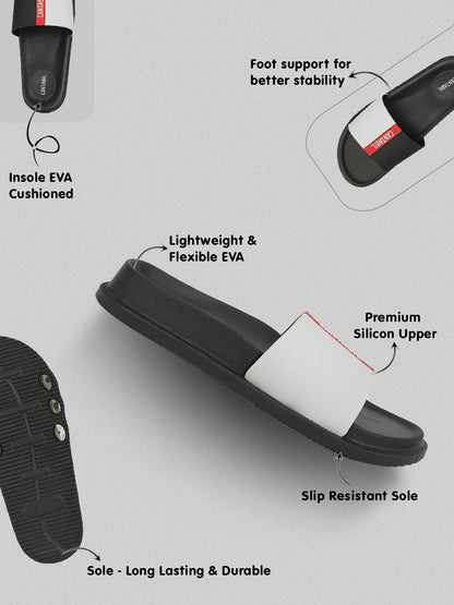 Men's Black Solid Sliders