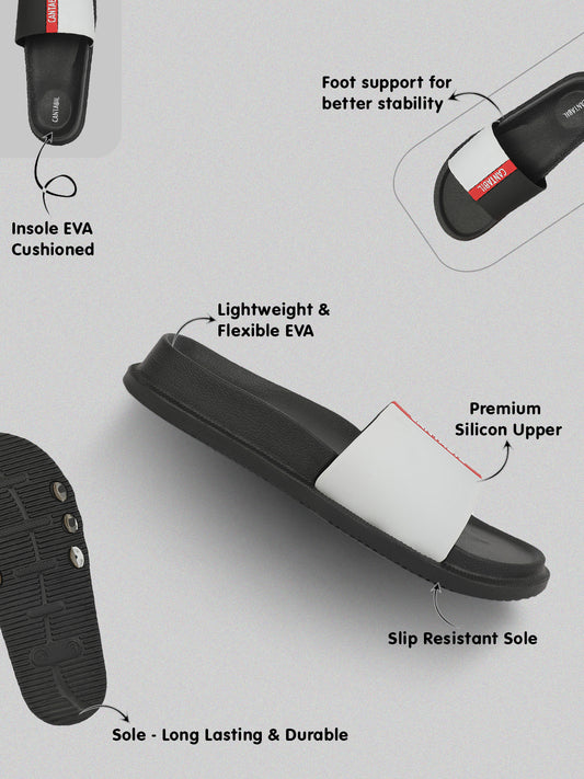 Men's Black Solid Sliders