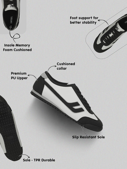 Men's White & Black Colorblock Casual Sneakers