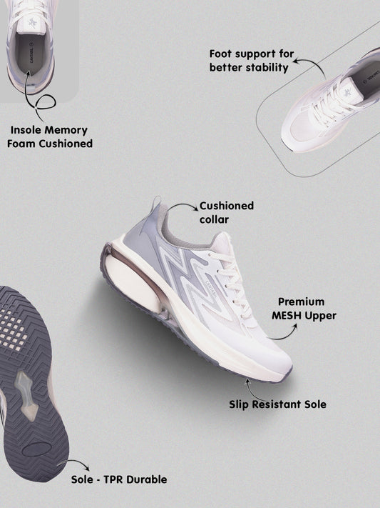 Men's White & Grey Colorblock Casual Shoes