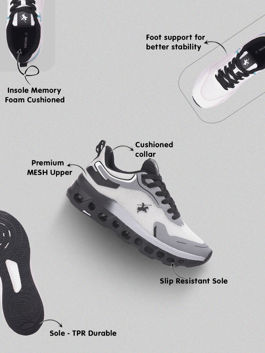 Men's Grey & Black Colourblock Casual Shoes
