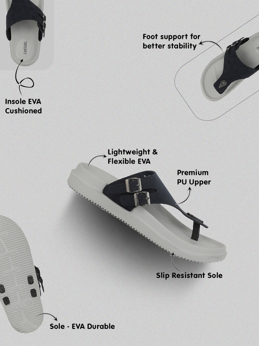 Men's Navy Solid Sliders