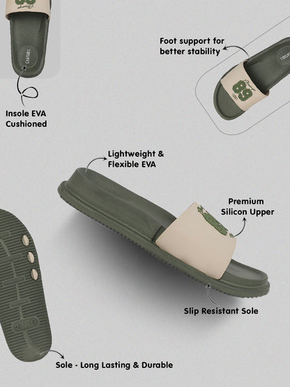 Men's Olive Solid Sliders