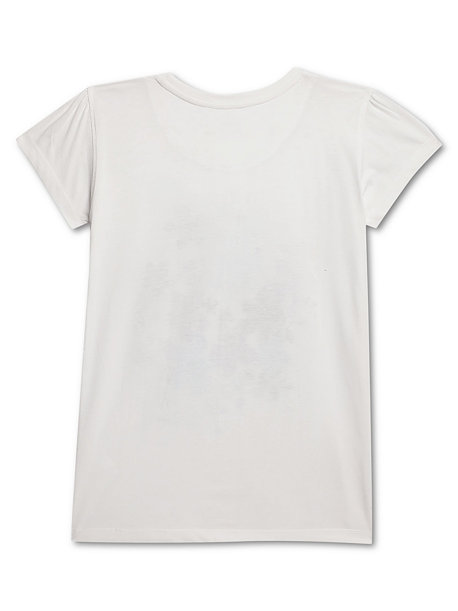 Cantabil Girls Round Neck White Printed T-Shirt (7135791906955)