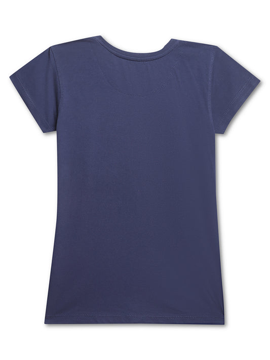 Cantabil Girls Round Neck Navy Blue T-Shirt (7135792693387)