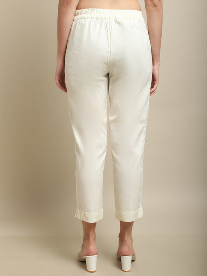 Cantabil Women Ivory White Pant (7137216856203)