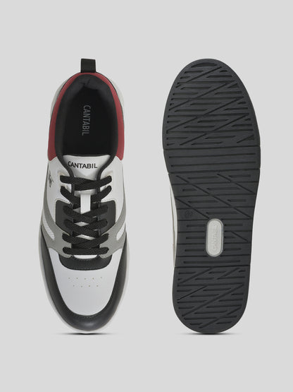 Men's Black & White Colourblock Casual Sneakers