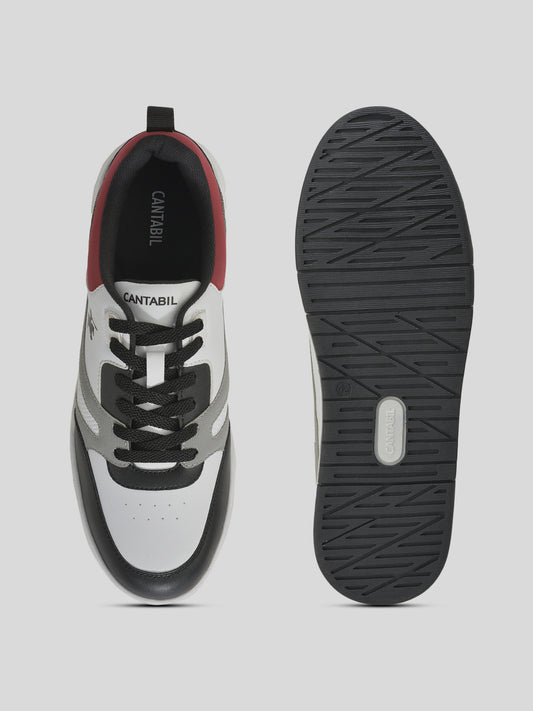 Men's Black & White Colourblock Casual Sneakers