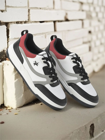 Men's Black & White Colourblock Casual Sneakers
