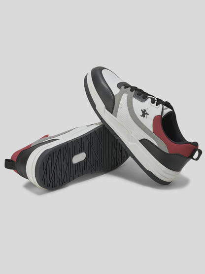 Men's Black & White Colourblock Casual Sneakers