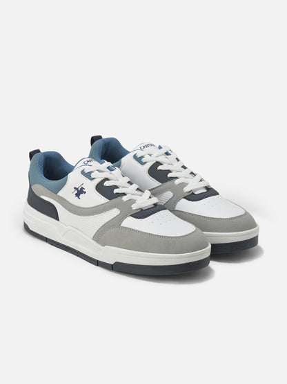 Men's White & Grey Casual Sneakers Shoes