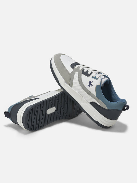 Men's White & Grey Casual Sneakers Shoes