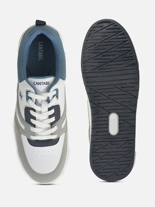 Men's White & Grey Casual Sneakers Shoes