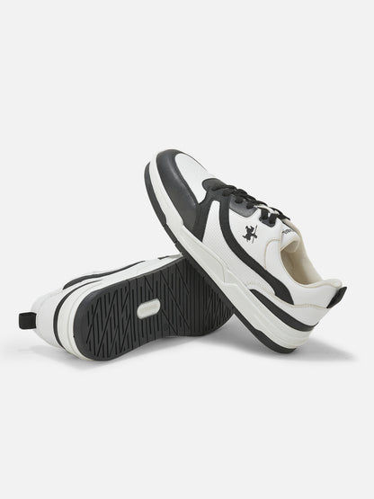 Men's White & Black Colorblock Casual Sneakers Shoes