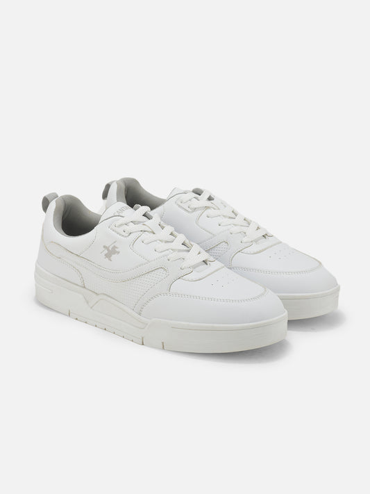 Men's White Solid Casual Sneakers Shoes