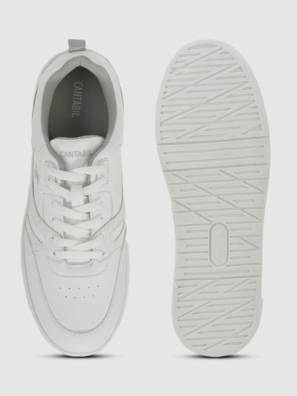 Men's White Solid Casual Sneakers Shoes