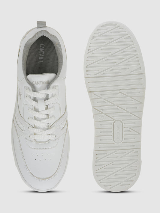 Men's White Solid Casual Sneakers Shoes