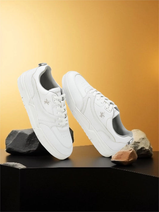 Men's White Solid Casual Sneakers Shoes