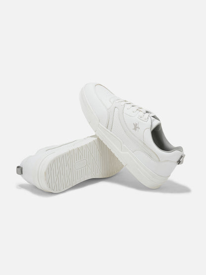 Men's White Solid Casual Sneakers Shoes