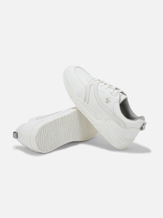 Men's White Solid Casual Sneakers Shoes