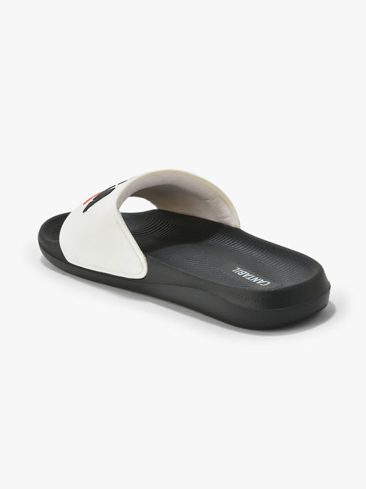 Men's Black & White Solid Casual Sliders
