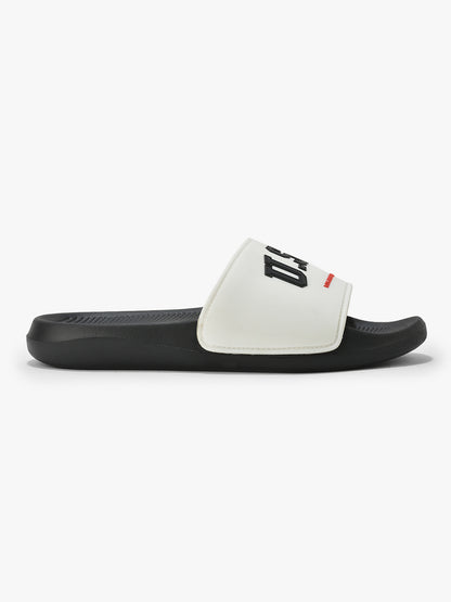 Men's Black & White Solid Casual Sliders