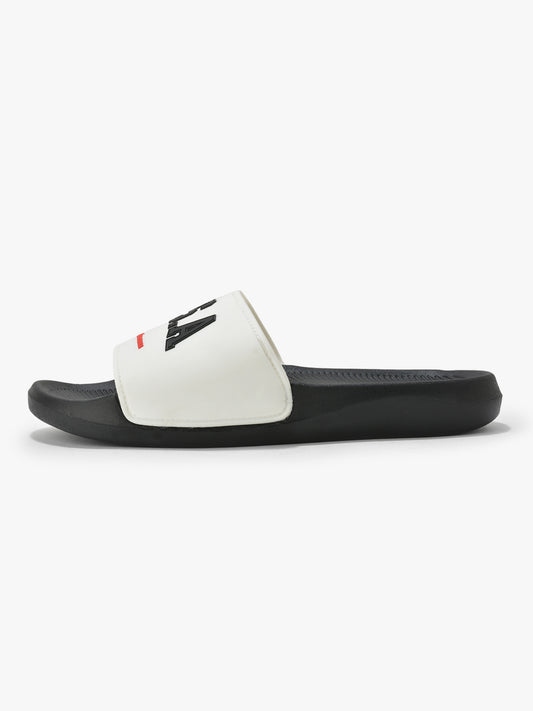 Men's Black & White Solid Casual Sliders