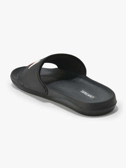 Men's Black Solid Casual Sliders