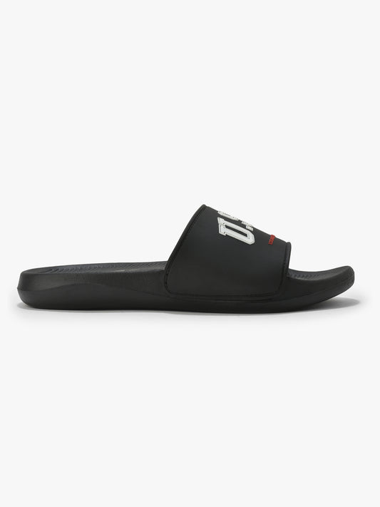Men's Black Solid Casual Sliders