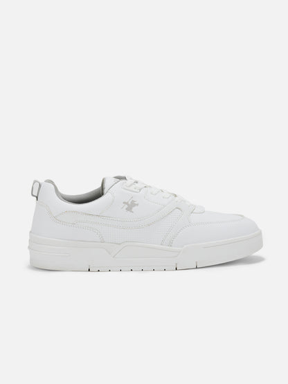 Men's White Solid Casual Sneakers Shoes