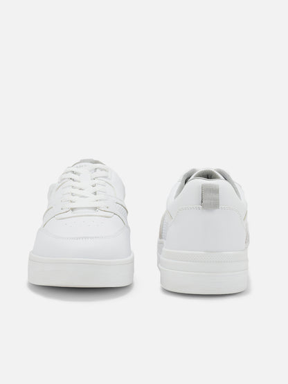 Men's White Solid Casual Sneakers Shoes