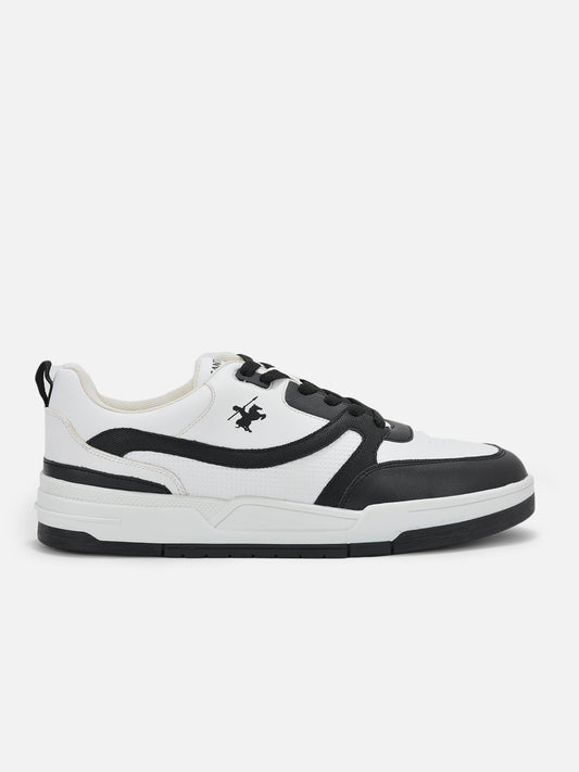 Men's White & Black Colorblock Casual Sneakers Shoes