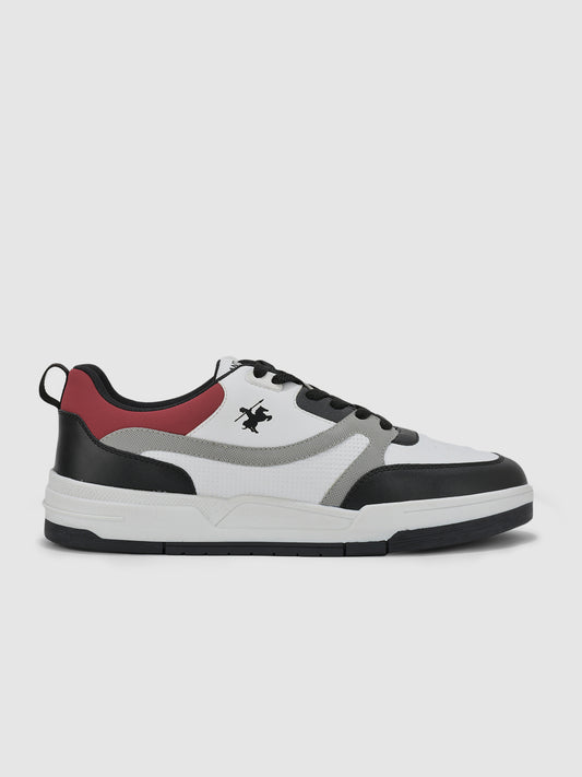 Men's Black & White Colourblock Casual Sneakers
