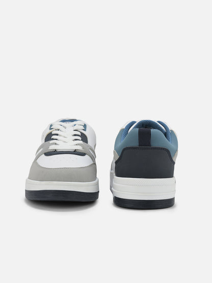 Men's White & Grey Casual Sneakers Shoes